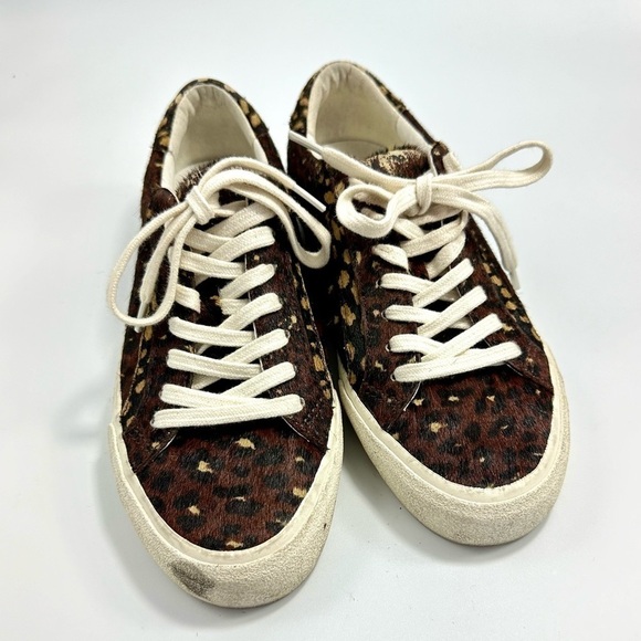 Madewell leopard print calf hair low top sneaker size 6.5 - Picture 1 of 14